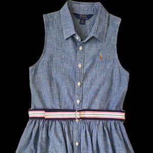 Girls Ralph Lauren Sleeveless Chambray Dress Size 10-12